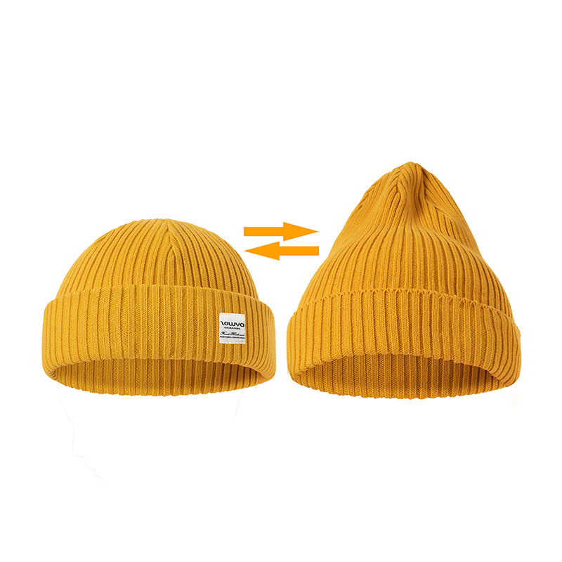 2-1 Cuff Cotton Beanies Custom Logo Acceptable - 图片 3