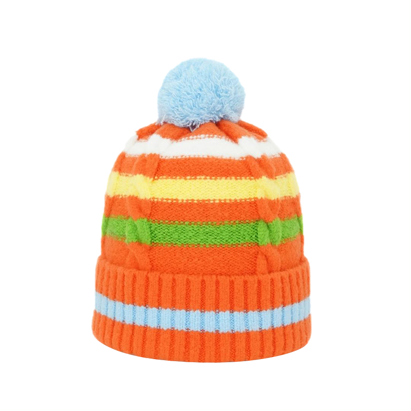 Contrasting Cable Knit with Pompom Beanie Custom Logo Acceptable - 图片 2